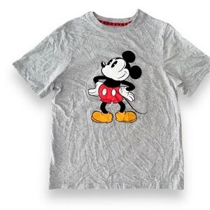 Disney Youth 14/16 Mickey Mouse Gray Short Sleeve Tee w/Textured Ears & Body